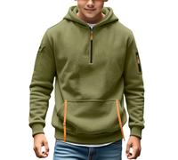 Boys Quarter-Zip Oversized-Fit Hoodie Sweatshirt Pullover Cargo Hoodies for Teen Boys Tactical Sweatshirt Pullover Vintage Workout Running Active Hoodies with Pockets Toddler (Green, 14-15 Years)