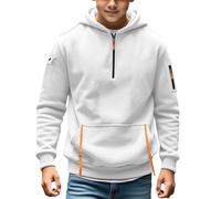 Boys Quarter-Zip Oversized-Fit Hoodie Sweatshirt Pullover Cargo Hoodies for Teen Boys Tactical Sweatshirt Pullover Vintage Workout Running Active Hoodies with Pockets Toddler (White, 12-13 Years)