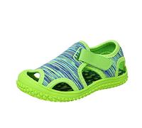 Boys' Quick-Dry Water Shoes, Kids Beach Shoes with Streak Print, Children's A u Wetsuit Socks for Swimming, Beach, Hiking, A u Socks with Anti-slip Soles and Elastic (Green, 10 Little Kids)