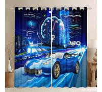 Boys Race Car Window Curtains for Bedroom Living Room Cool Sports Car Curtains for Kids Boys Girls Extreme Sports Window Drapes Blue Automobile Car Window Treatments W66*L72