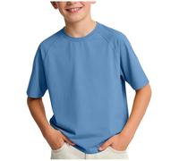 Boys Raglan Sleeve Quick Dry T-Shirt - Ice Silk Breathable, Solid Colors Activewear Tops 5-15 Years for Outdoor Sports Summer Casual Wear Camping & Hiking Beach Trips