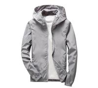 Boys Rain Jacket aterproof Girls Hooded Zippered Jackets Windbreaker for Kids Lightweight Windbreaker Jackets Breathable Raincoat for Hiking Cycling (Grey, 9-10 Years)