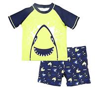 Boys Rash Vest & Shorts Two Piece Swim Set Ages 3 to 8 Years (Green, 5 Years)