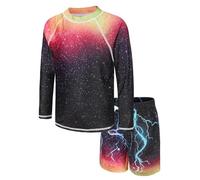 Boys Rash Vest Swim Set Kids Two Pieces Swimsuit Long Sleeve Swimming Costume Age 11-12 Years