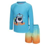 Boys Rash Vest Swim Set Kids Two Pieces Swimsuit Long Sleeve Swimming Costume Shark 5-6 Years