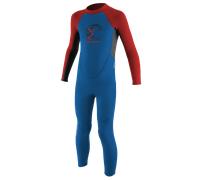 ONeill Toddler Kids Youth Kids Junior Reactor 2MM Back Zip Wetsuit Blue Neon Red - 100% FluidFlex - YKK Back Zip System