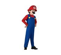((Boys) Red Mario, 9-10 Years) Kids Boys Super Mario Bros Luigi Cosplay Costume Carnival Halloween Party Outfit