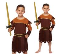 Boys Roman Soldier World Book Day Halloween Fancy Dress Costume To Fit Age 7-12