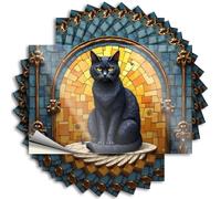 Boys Room Decor Case Saying | Stately Black Cat Perched Before A Vibrant Stained Glass Archway Crazy Durable Vinyl Sticker Easy Apply for Tiki(8X12CM)