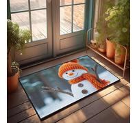 Boys Room Decor Teenager A Cheerful Snowman Dressed In An Orange Hat And Scarf Doormat Funny Bathroom Decor Winter Door Mat Outdoor(40X60CM)