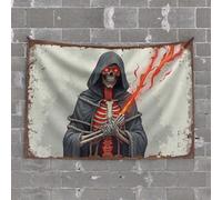 Boys Room Decor Teenager Fiery Reaper: The Blade of Death Tapestry Bar Stuff for Man Cave Aesthetic Stuff(100X150CM)