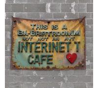 Boys Room Decor Teenager Rusty Sign Clarifies: This is A Bathroom, Not an Internet Cafe! Tapestry Bar Stuff for Man Cave Aesthetic Stuff(100X150CM)