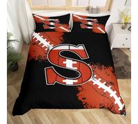 Boys Rugby Bed Decorations,Football Sports Games Competition Duvet Cover King,Chic Fashion Initial S Bedroom Decor Soft Comforter Cover with 2 Pillowcases(Comforter Not Included)