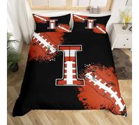 Boys Rugby Bedding Set King Size,Football Sports Games Competition Duvet Cover,Chic Fashion Initial I Bedroom Decor Soft Comforter Cover with 2 Pillowcases(Comforter Not Included)
