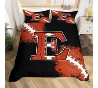 Boys Rugby Duvet Cover King,Football Sports Games Competition Bedding Set with Zipper Closure Quilt Cover(Comforter Not Included),Chic Fashion Initial E Comforter Cover 3 Pcs,Ultra Soft