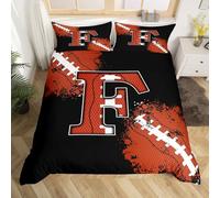 Boys Rugby Duvet Cover King Size Football Sports Games Competition Comforter Cover for Teens Adults Chic Fashion Initial F Bedding Set 3 Pcs Decorative Bed Cover(Comforter Not Included)