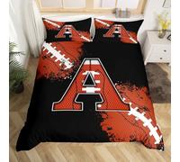Boys Rugby Duvet Cover King Size Football Sports Games Competition Comforter Cover for Teens Adults Chic Fashion Initial A Bedding Set 3 Pcs Decorative Bed Cover(Comforter Not Included)