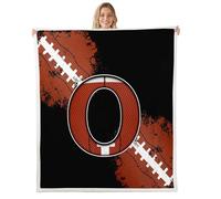 Boys Rugby Throw Flannel Blanket,Chic Fashion Initial O Fleece Throw Blanket for Home Decor Sofa Couch,Football Sports Games Competition Fleece Blankets,40"x50"