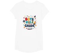 Boys Rule First Grade: Fun School Adventure Blast Off T-Shirt, Girls, White, XS