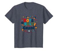 Boys Rule First Grade: Fun School Adventure Blast Off T-Shirt, Kids, Heather Blue, 12 Years