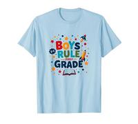 Boys Rule First Grade: Fun School Adventure Blast Off T-Shirt, Men, Baby Blue, XXL