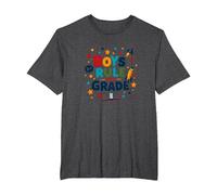 Boys Rule First Grade: Fun School Adventure Blast Off T-Shirt, Men's Big and Tall, Dark Heather Grey, 6X Tall