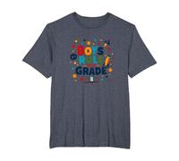 Boys Rule First Grade: Fun School Adventure Blast Off T-Shirt, Men's Big and Tall, Heather Blue, 6X Tall