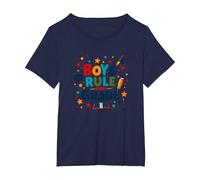 Boys Rule First Grade: Fun School Adventure Blast Off T-Shirt, Women's Plus, Navy, 3X
