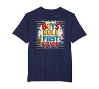 Boys Rule First Grade School Fun Celebration T-Shirt, Men's Big and Tall, Navy, 4X Tall