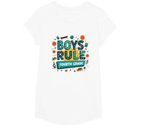 Boys Rule Fourth Grade: Fun School Celebration T-Shirt, Girls, White, Small