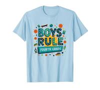 Boys Rule Fourth Grade: Fun School Celebration T-Shirt, Men, Baby Blue, XXL