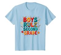 Boys Rule Second Grade Colorful School Spirit T-Shirt, Kids, Baby Blue, 12 Years