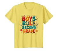 Boys Rule Second Grade Colorful School Spirit T-Shirt, Kids, Lemon, 10 Years
