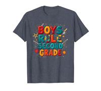 Boys Rule Second Grade Colorful School Spirit T-Shirt, Men, Heather Blue, 5XL