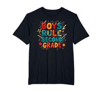 Boys Rule Second Grade Colorful School Spirit T-Shirt, Men's Big and Tall, Black, 5X Tall