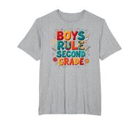 Boys Rule Second Grade Colorful School Spirit T-Shirt, Men's Big and Tall, Heather Grey, 2X Tall