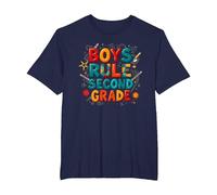 Boys Rule Second Grade Colorful School Spirit T-Shirt, Men's Big and Tall, Navy, 3X Tall