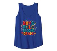 Boys Rule Second Grade Colorful School Spirit Tank Top, Women, Royal Blue, XXL