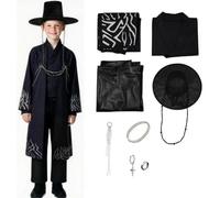 Boys' Sa Costume Collection, Black Hunter Jiu Costume, Premium 7-Piece Halloween Ensemble for Boys(Black,4.2-4.5) FT(6-7years)