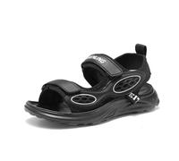 Boys Sandals Comfy Summer Kids Sandals Non-Slip Open Toe Shoes Casual Flat Lightweight Beach Shoes for Pool School Holiday （Black, 1 Big Kids