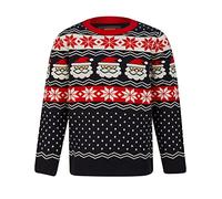 Boys Santa Head Fairisle Novelty Christmas Jumper in Ink - 5-6 Years