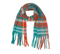 Boys Scarf Thermal Scarf For Women Fall Winter Scarf Classic Tassel Plaid Scarf Warm Soft Chunky Large Blanket Wrap Shawl Scarves 1 Pack Warm Scarf (Orange, One Size)