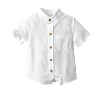 boys school shirts - - Boys' Plaid Short Sleeved Shirts Small And Medium Sized Childrens Summer Cardigan Dresses Formal Dresses Going Out And Being Handsome (White 6-12 Months)