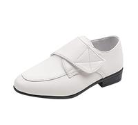 Boys School Shoes PU Leather Formal Dress Shoes Pointed Toe Wedding Party Performance Prom Footwear for Kids (White, 13.5 Big Kids)