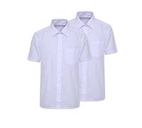 Boy's School Short Sleeve Button Down Oxford Shirt 2Pcs Pack, Boys Children Kids High School Uniform Shirts, Pack Of 2 Back to School Shirts Size UK Size Ages 2-16 Years (White 11-12 Years)