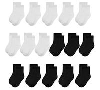 Boys School Socks 16 Pairs Black White Kids Socks fot Toddler 2-4 Years