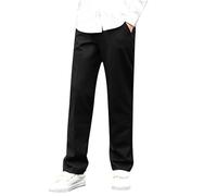 Boys School Trousers 7-16Y Stitched Ribbed Strtetch Chinos Trousers Full Length Elasticated Waist Pull Up Pants Hybrid Dress Joggers Fall Essentials Performance School Uniform Black 8 Years
