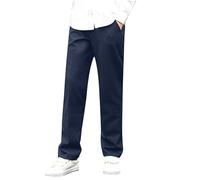 Boys School Trousers 7-16Y Stitched Ribbed Strtetch Chinos Trousers Full Length Elasticated Waist Pull Up Pants Hybrid Dress Joggers Fall Essentials Performance School Uniform Navy 12 Years