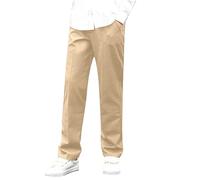 Boys School Trousers 7-16Y Stitched Ribbed Strtetch Chinos Trousers Full Length Elasticated Waist Pull Up Pants Hybrid Dress Joggers Fall Essentials Performance School Uniform Khaki 6 Years