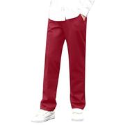 Boys School Trousers 7-16Y Stitched Ribbed Strtetch Chinos Trousers Full Length Elasticated Waist Pull Up Pants Hybrid Dress Joggers Fall Essentials Performance School Uniform Red 5 Years